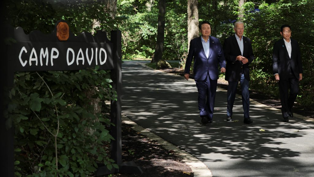 At Camp David, U.S., S. Korea and Japan Condemn China, Agree to Deepen Military Ties
